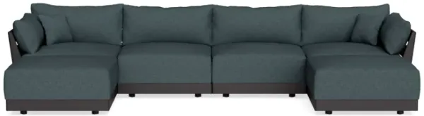 Modular Bondi Black 4-Seater U-Sectional in Ocean Gray | Memory Foam Blend