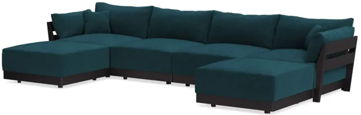 Modular Bondi Black 4-Seater U-Sectional in Indigo | Memory Foam Blend