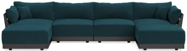 Modular Bondi Black 4-Seater U-Sectional in Indigo | Memory Foam Blend