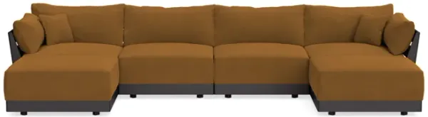 Modular Bondi Black 4-Seater U-Sectional in Cognac | Memory Foam Blend