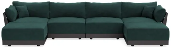 Modular Bondi Black 4-Seater U-Sectional in Harbor Blue | Memory Foam Blend