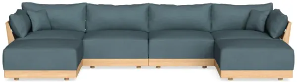 Modular Bondi Latte 4-Seater U-Sectional in Slate Blue | Memory Foam Blend