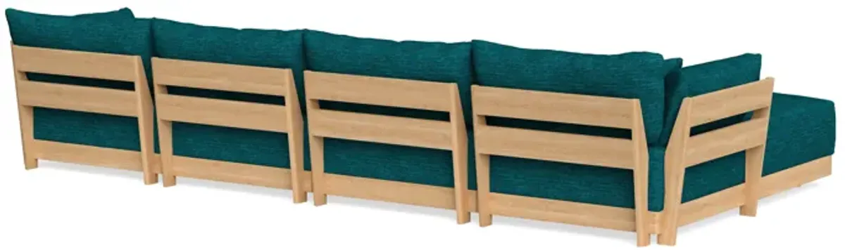 Modular Bondi Latte 4-Seater U-Sectional in Marine Teal | Memory Foam Blend