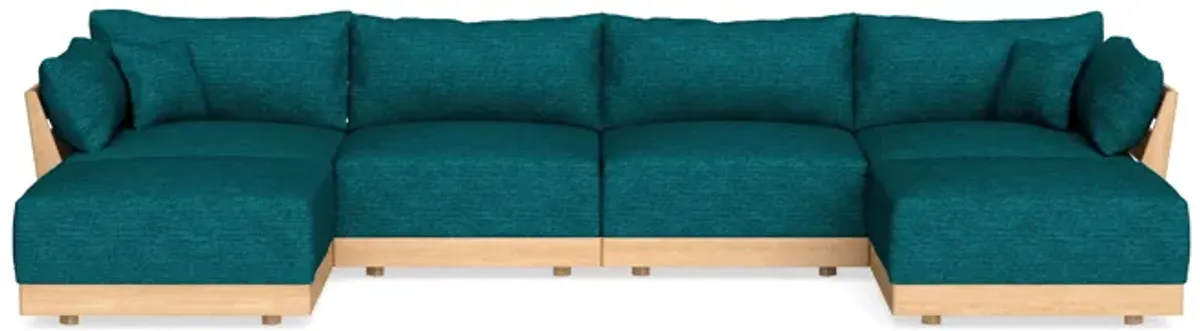 Modular Bondi Latte 4-Seater U-Sectional in Marine Teal | Memory Foam Blend