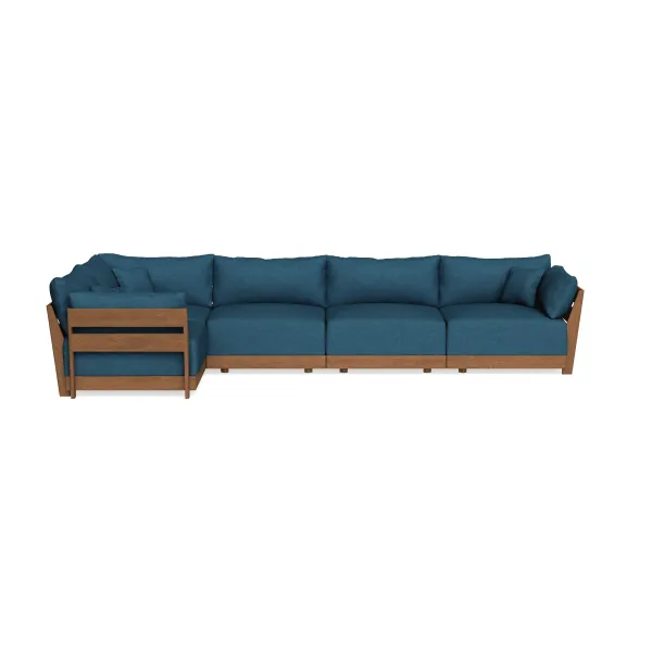 Modular Bondi Espresso 5-Seater L-Sectional in Yale Blue | Classic Blend