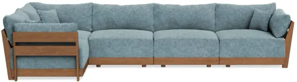 Modular Bondi Espresso 5-Seater L-Sectional in Steel Blue | Classic Blend