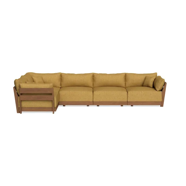 Modular Bondi Espresso 5-Seater L-Sectional in Butterscotch | Classic Blend
