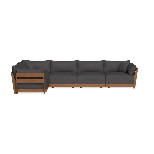 Modular Bondi Espresso 5-Seater L-Sectional in Heathered Slate | Classic Blend
