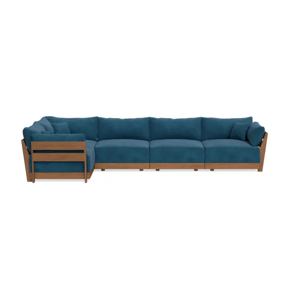 Modular Bondi Espresso 5-Seater L-Sectional in Commodore Blue | Classic Blend