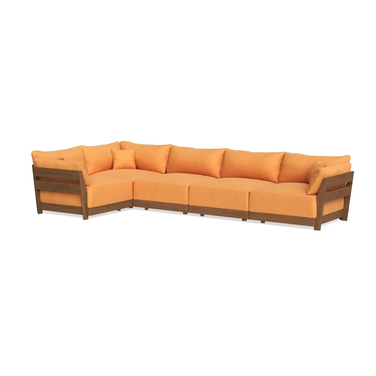 Modular Bondi Espresso 5-Seater L-Sectional in Tangerine | Classic Blend