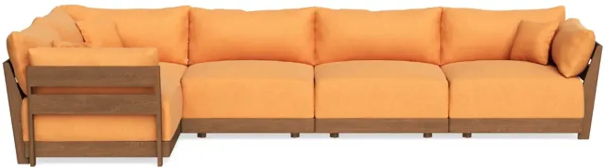 Modular Bondi Espresso 5-Seater L-Sectional in Tangerine | Classic Blend