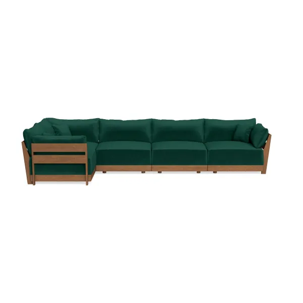 Modular Bondi Espresso 5-Seater L-Sectional in Evergreen | Classic Blend