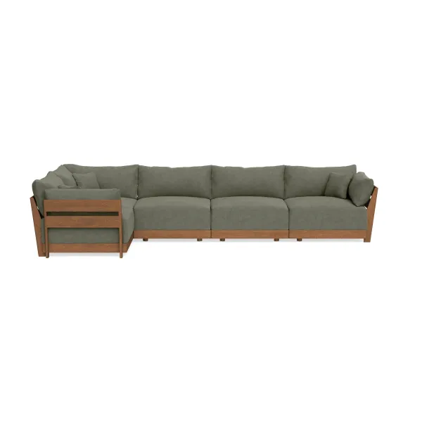 Modular Bondi Espresso 5-Seater L-Sectional in Olive | Classic Blend