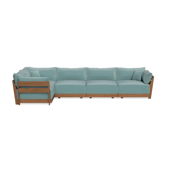 Modular Bondi Espresso 5-Seater L-Sectional in Glacier Blue | Classic Blend