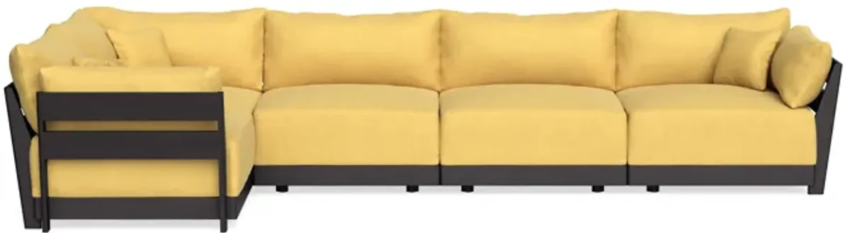 Modular Bondi Black 5-Seater L-Sectional in Goldenrod | Classic Blend