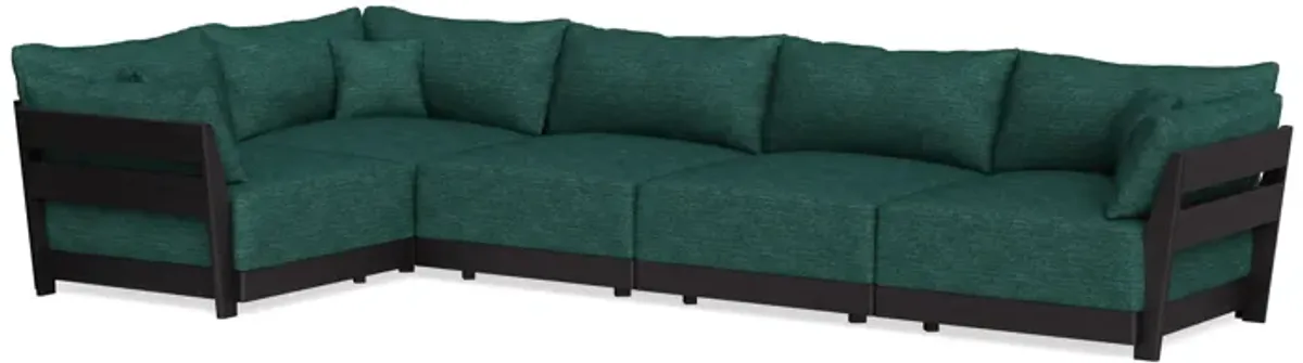 Modular Bondi Black 5-Seater L-Sectional in Forest Green | Classic Blend