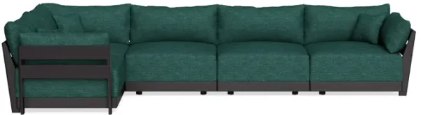 Modular Bondi Black 5-Seater L-Sectional in Forest Green | Classic Blend