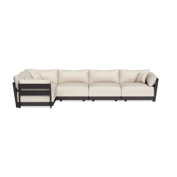 Modular Bondi Black 5-Seater L-Sectional in Seashell | Classic Blend