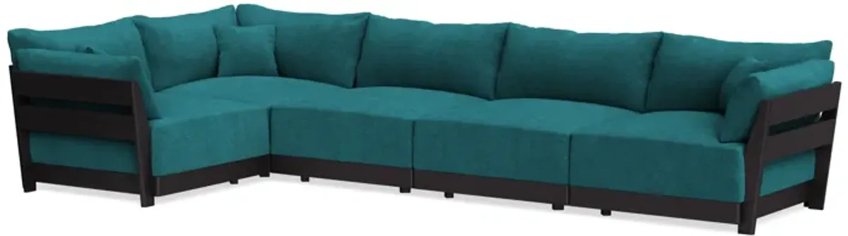 Modular Bondi Black 5-Seater L-Sectional in Ocean | Classic Blend