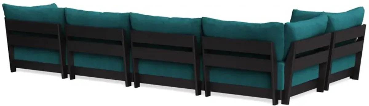 Modular Bondi Black 5-Seater L-Sectional in Ocean | Classic Blend