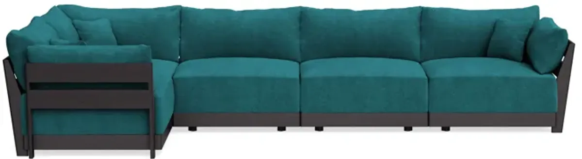 Modular Bondi Black 5-Seater L-Sectional in Ocean | Classic Blend