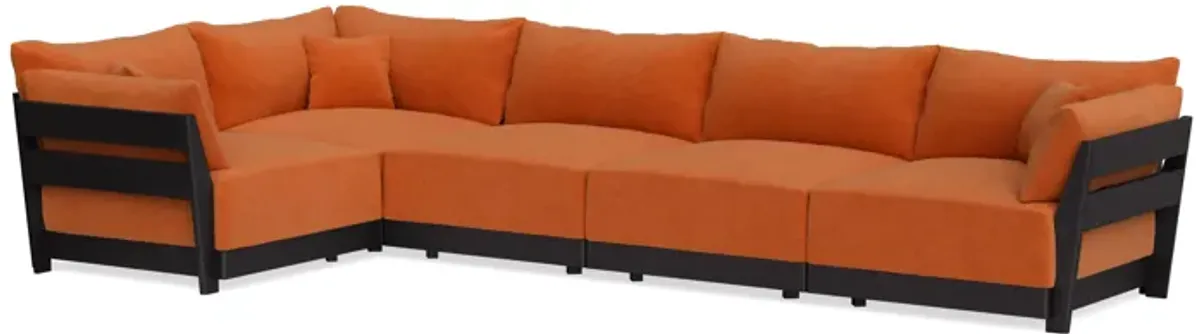 Modular Bondi Black 5-Seater L-Sectional in Terracotta | Classic Blend