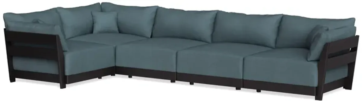 Modular Bondi Black 5-Seater L-Sectional in Slate Blue | Classic Blend