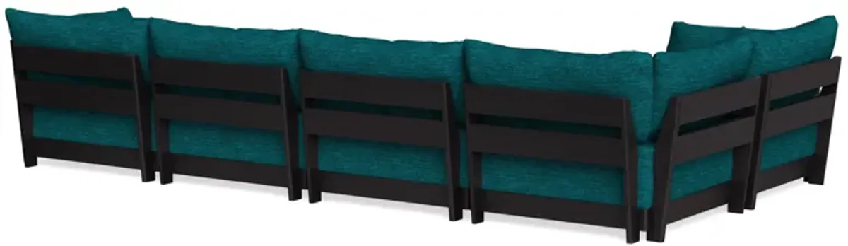 Modular Bondi Black 5-Seater L-Sectional in Marine Teal | Classic Blend