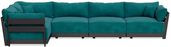 Modular Bondi Black 5-Seater L-Sectional in Peacock | Classic Blend