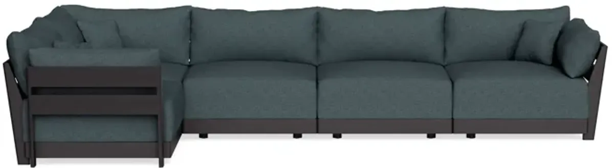 Modular Bondi Black 5-Seater L-Sectional in Ocean Gray | Classic Blend