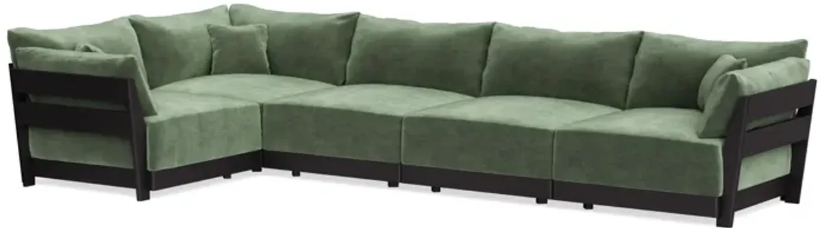 Modular Bondi Black 5-Seater L-Sectional in Rosemary | Classic Blend