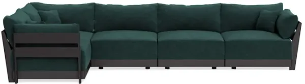 Modular Bondi Black 5-Seater L-Sectional in Harbor Blue | Classic Blend