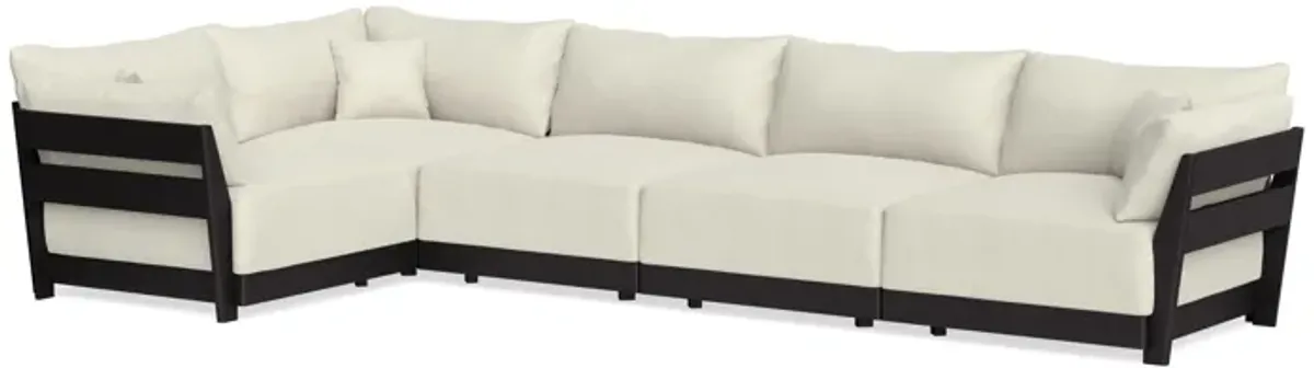 Modular Bondi Black 5-Seater L-Sectional in Eggshell | Classic Blend