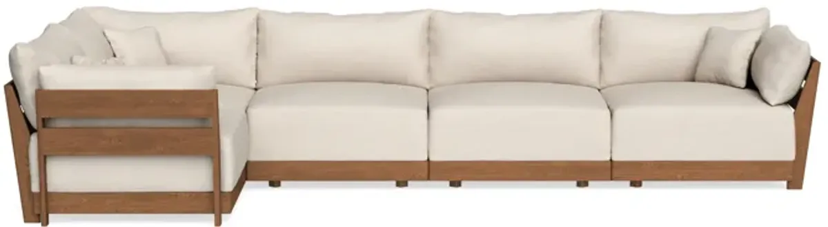 Modular Bondi Espresso 5-Seater L-Sectional in Seashell | Memory Foam Blend