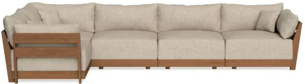 Modular Bondi Espresso 5-Seater L-Sectional in Flax | Memory Foam Blend