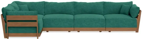 Modular Bondi Espresso 5-Seater L-Sectional in Jade Green | Memory Foam Blend