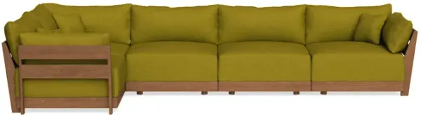 Modular Bondi Espresso 5-Seater L-Sectional in Olive Green | Memory Foam Blend