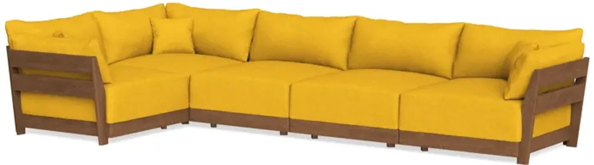 Modular Bondi Espresso 5-Seater L-Sectional in Sunflower | Memory Foam Blend