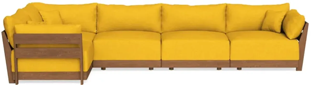 Modular Bondi Espresso 5-Seater L-Sectional in Sunflower | Memory Foam Blend