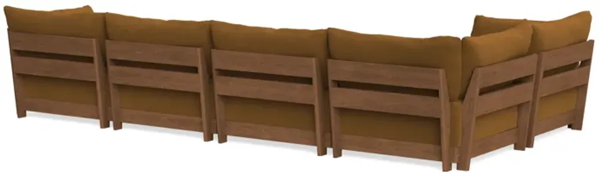Modular Bondi Espresso 5-Seater L-Sectional in Cognac | Memory Foam Blend
