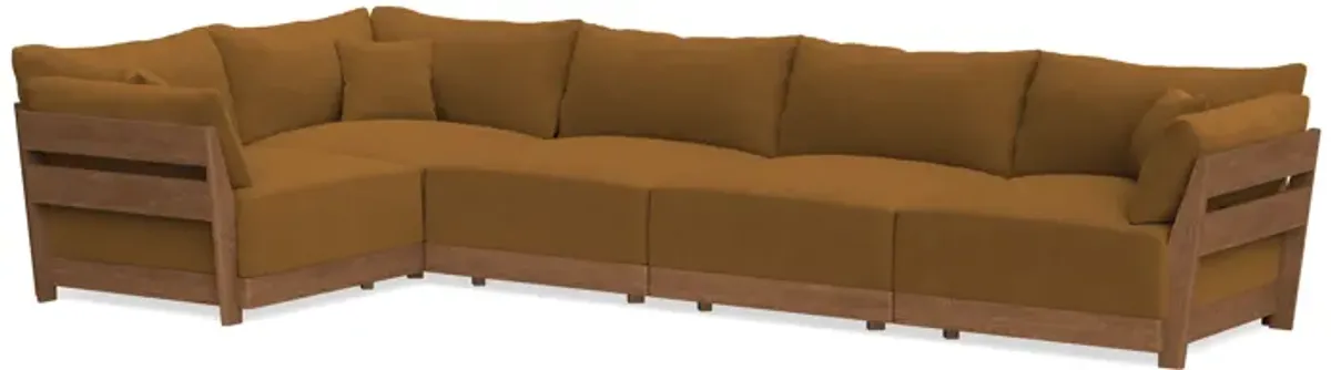 Modular Bondi Espresso 5-Seater L-Sectional in Cognac | Memory Foam Blend