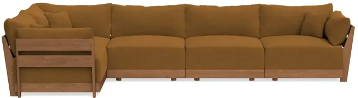 Modular Bondi Espresso 5-Seater L-Sectional in Cognac | Memory Foam Blend