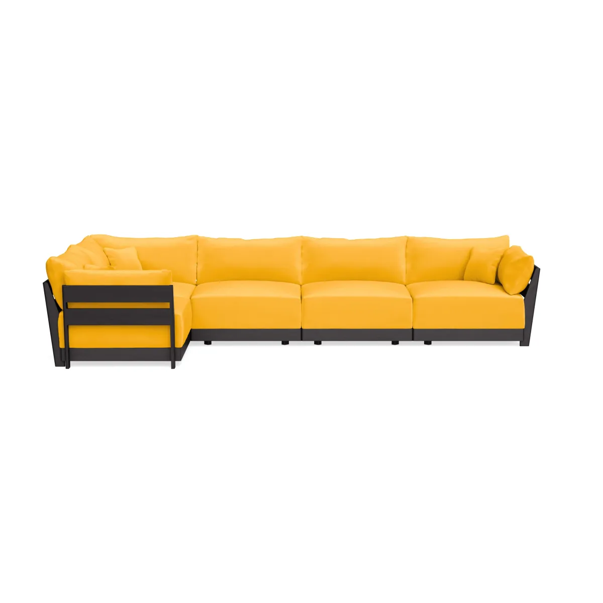 Modular Bondi Black 5-Seater L-Sectional in Marigold | Memory Foam Blend