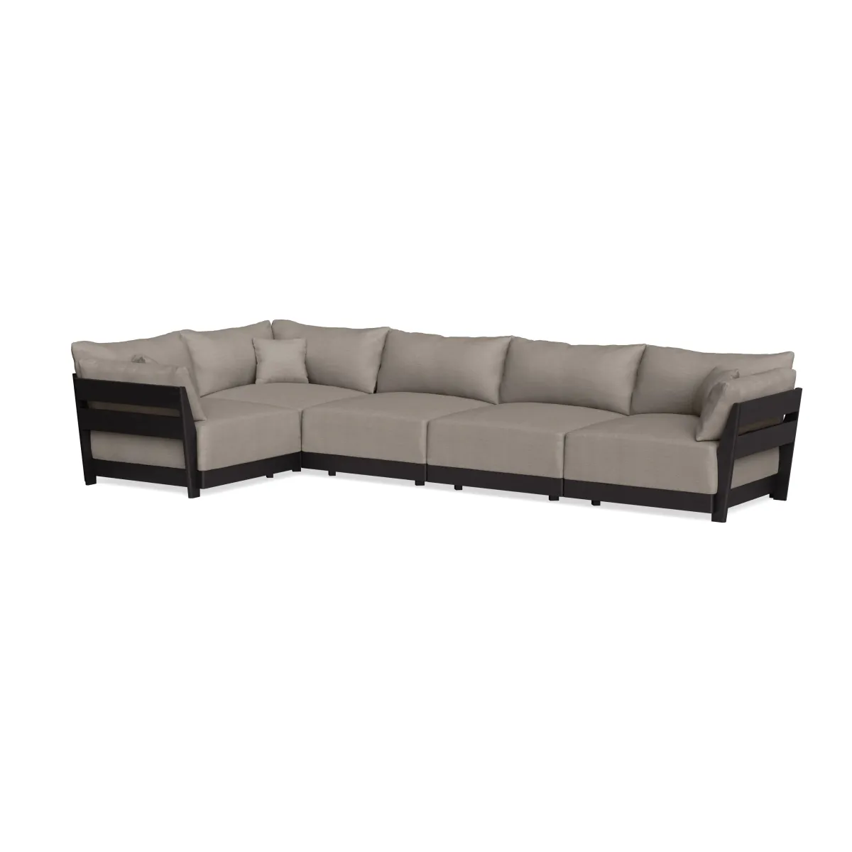Modular Bondi Black 5-Seater L-Sectional in Cinder Gray | Memory Foam Blend