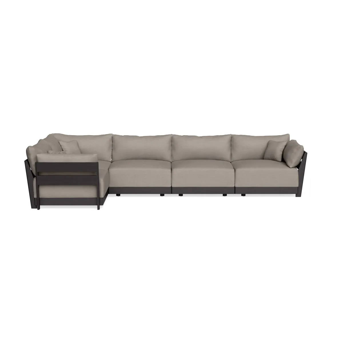 Modular Bondi Black 5-Seater L-Sectional in Cinder Gray | Memory Foam Blend