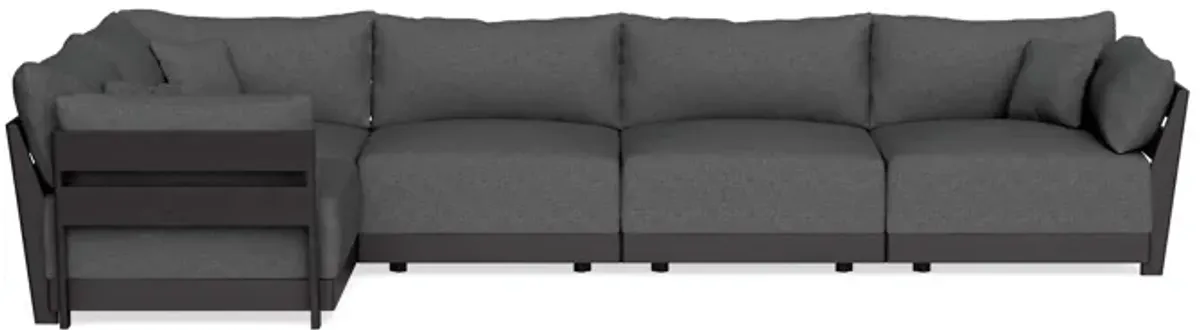 Modular Bondi Black 5-Seater L-Sectional in Pebble | Memory Foam Blend