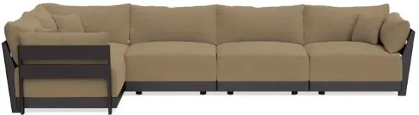 Modular Bondi Black 5-Seater L-Sectional in Macchiato | Memory Foam Blend