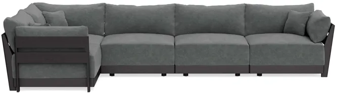 Modular Bondi Black 5-Seater L-Sectional in Chimney Gray | Memory Foam Blend