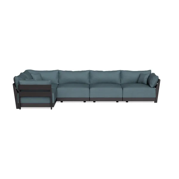Modular Bondi Black 5-Seater L-Sectional in Slate Blue | Memory Foam Blend