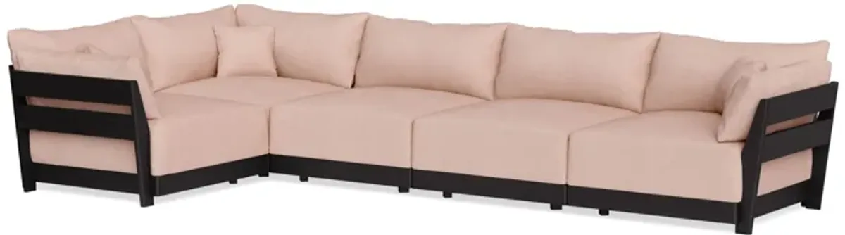 Modular Bondi Black 5-Seater L-Sectional in Rose Quartz | Memory Foam Blend